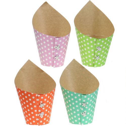 Paper pot planter colored with dots Ø12cm 8pcs