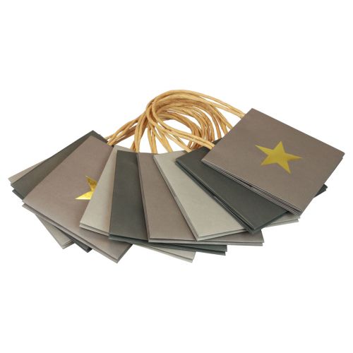 Product Paper bags with star and handle gray assorted 12×12×12cm 9pcs