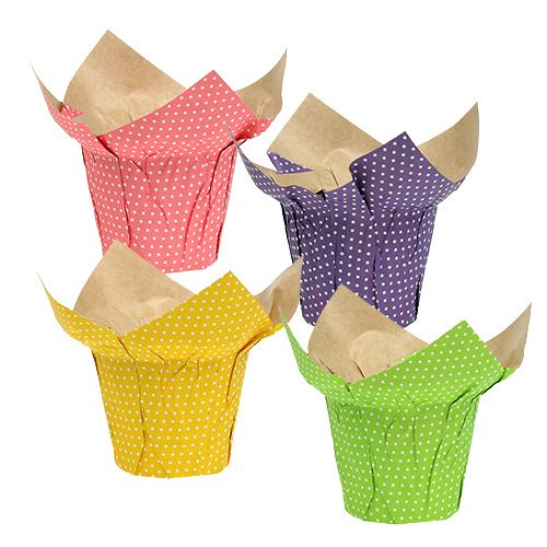 Floristik24 Paper cachepot Ø12cm assorted colors 8pcs