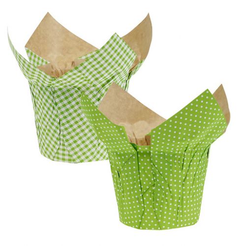 Floristik24 Paper pot Ø12cm H9cm green assort. 8pcs