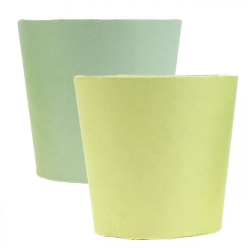 Product Paper cachepot, planter, pot for planting blue/green Ø13cm H12.5cm 4pcs
