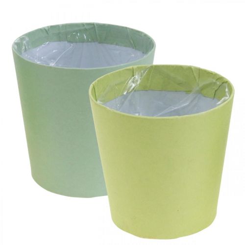 Paper cachepot, planter, pot for planting blue/green Ø13cm H12.5cm 4pcs