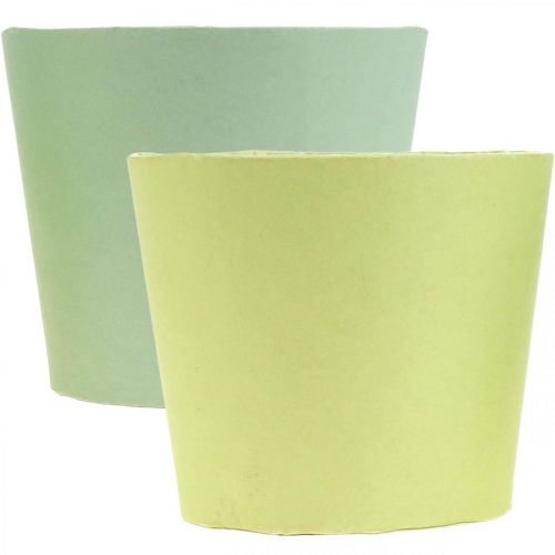 Product Paper cachepot, planter, herb pot blue/green Ø15cm H13cm 4pcs