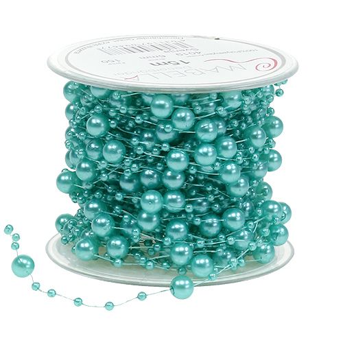 Floristik24 Pearl cord turquoise 6mm 15m