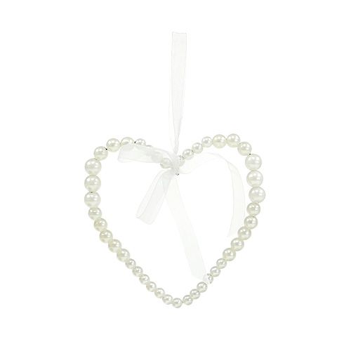 Floristik24 Pearl Heart 10cm wedding decoration cream 6pcs