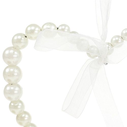 Floristik24 Pearl heart for hanging white 13cm 4pcs