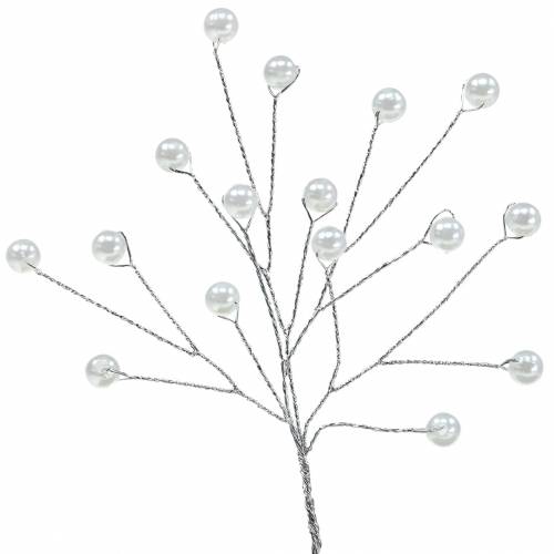 Floristik24 Pearl branch white L18cm 2pcs