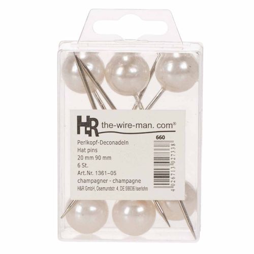 Pearl head pins champagne