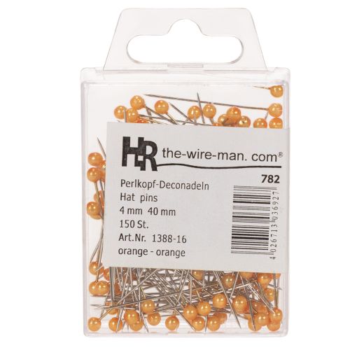 Orange Pearl Head Pins