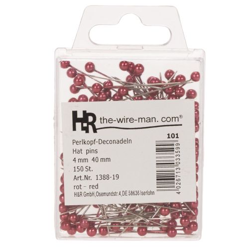 Pearl Head Pins Red Decorative