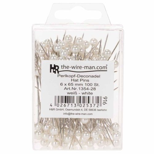 Pearl Head Pins White Ø6mm