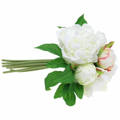 Floristik24 Peony bunch white / pink 27cm 6pcs