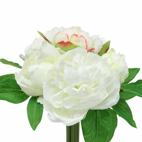 Floristik24 Peony bunch white / pink 27cm 6pcs