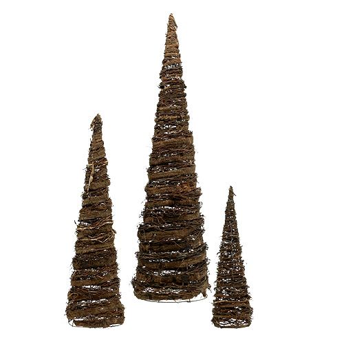 Floristik24 Plant Cone Nature Set of 3 40x10 / 60x15 / 80x20cm