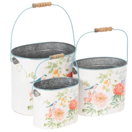 Oval vintage spring decoration planter, metal, 26/22/17cm, set of 3 buy online | Floristik24.co.uk