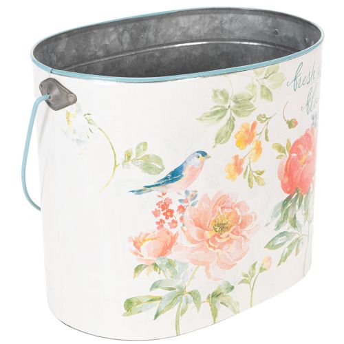 Oval vintage spring decoration planter, metal, 26/22/17cm, set of 3 | Floristik24.co.uk