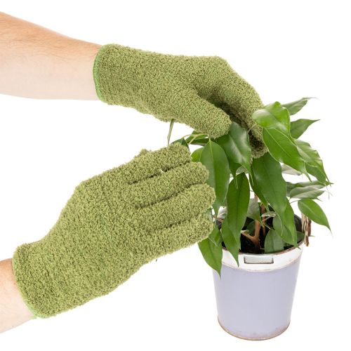 Green Microfiber Dusting Gloves for Indoor Plant Care – 1 Pair | Floristik24.co.uk