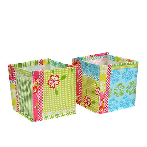 Floristik24 Plant box patchwork 12x12cm 6pcs