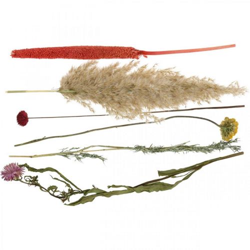 Product Dried flowers bouquet with meadow flowers pink DIY set H30-35cm