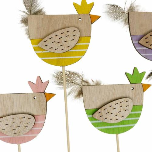 Floristik24 Plant plugs colorful chicken decorative plugs wood hen Easter decoration 14 pieces