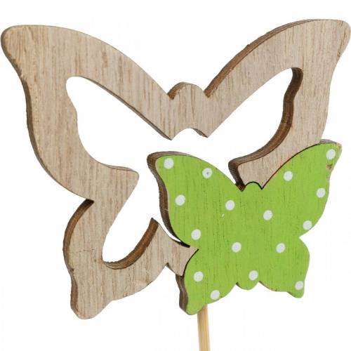 Product Plant plug butterfly on stick wood spring decoration 16pcs