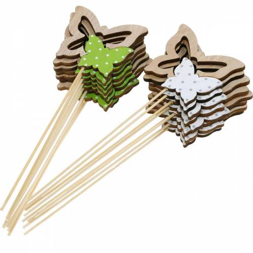 Floristik24 Plant plug butterfly on stick wood spring decoration 16 pcs