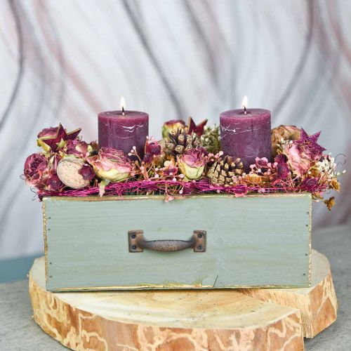 Floristik24 Planter decorative drawer wood shabby chic green 25x13x9cm