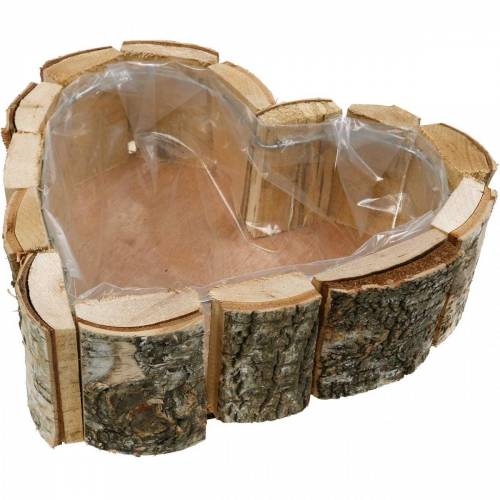 Floristik24 Planter, heart-shaped wooden bowl, birch wood planter, heart bowl 27 × 28cm