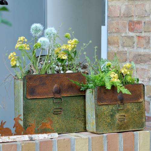 Floristik24 Planter bag metal gray / rust H16cm