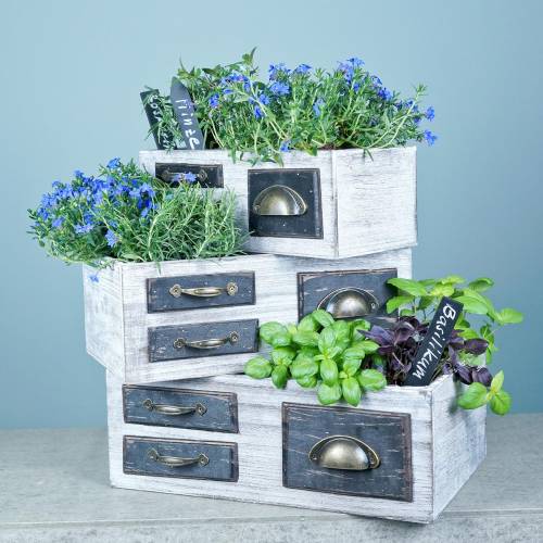 Floristik24 Planter drawers wood metal white 40/36/32cm 3 pcs