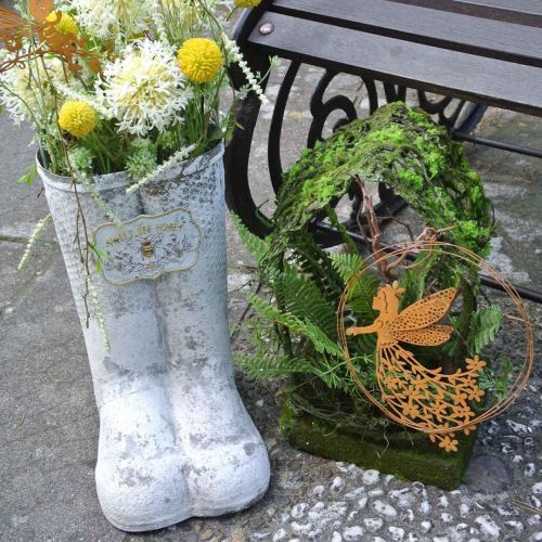 Floristik24 Planter Boots Bee Metal White Vintage Garden Decoration H31cm
