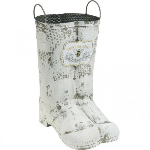 Floristik24 Planter Boots Bee Metal White Vintage Garden Decoration H31cm