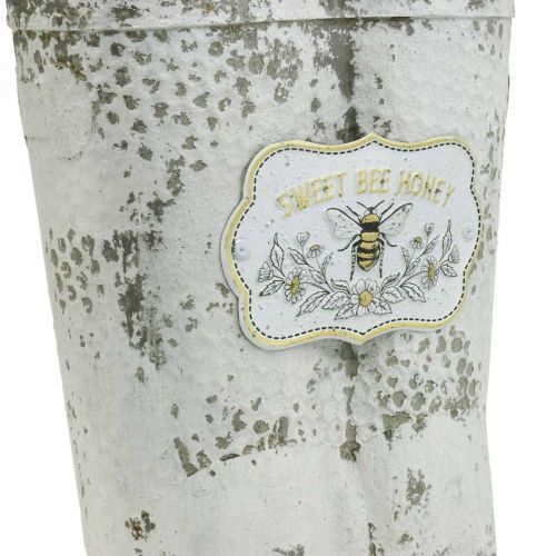 Floristik24 Planter Boots Bee Metal White Vintage Garden Decoration H31cm