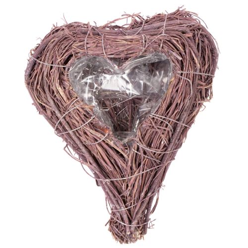 Heart-Shaped Twig Bowls with Liner for Home Arrangements, 14cm, Set of 2 | Floristik24.co.uk