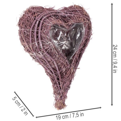Purple Heart-Shaped Planting Bowl with Plastic Liner, 24cm | Floristik24.co.uk