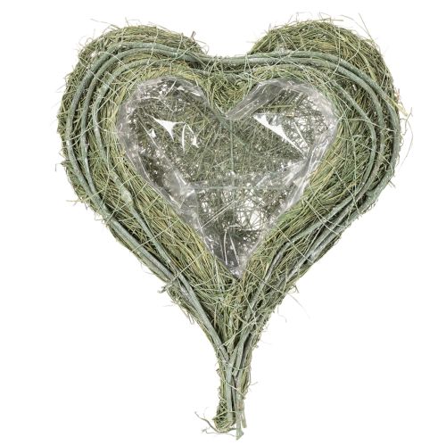 Heart-Shaped Natural Grass Planter with Liner, 38cm, Green | Floristik24.co.uk