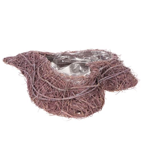 Heart-Shaped Twig Bowl with Foil Lining 37cm - Purple | Floristik24.co.uk