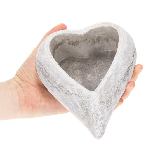 Decorative heart-shaped bowl, grey; small heart-shaped planter, 19cm | Floristik24.co.uk
