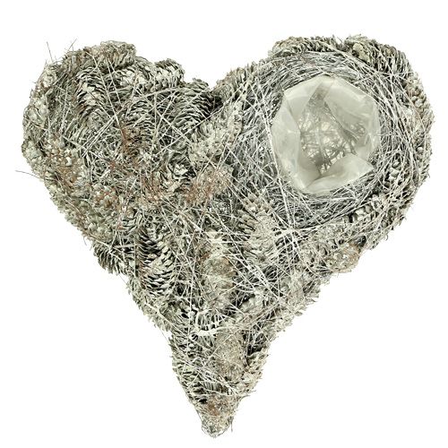Plant heart made of cones 26x27cm white 2pcs