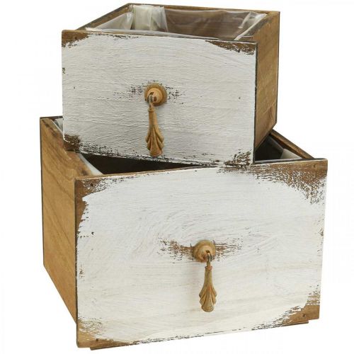 Floristik24 Plant box wooden drawer Shabby Chic 14/19cm set of 2