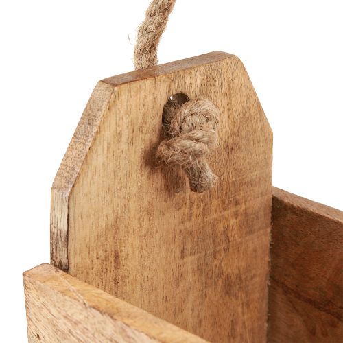 Product Wooden planter with handle, square, natural jute 27x12x17cm