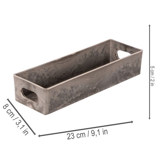 Compact Rectangular Decorative Tray for Home and Plant Arrangements, 23cm, Anthracite | Floristik24.co.uk