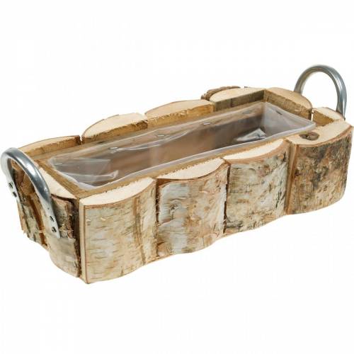 Floristik24 Plant box, birch planter, wooden decoration, flower box with handles 32cm