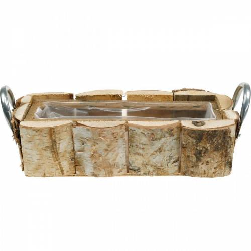 Floristik24 Plant box, birch planter, wooden decoration, flower box with handles 32cm