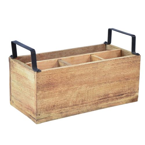 Product Plant box wooden cutlery holder wooden box 4 compartments L30cm