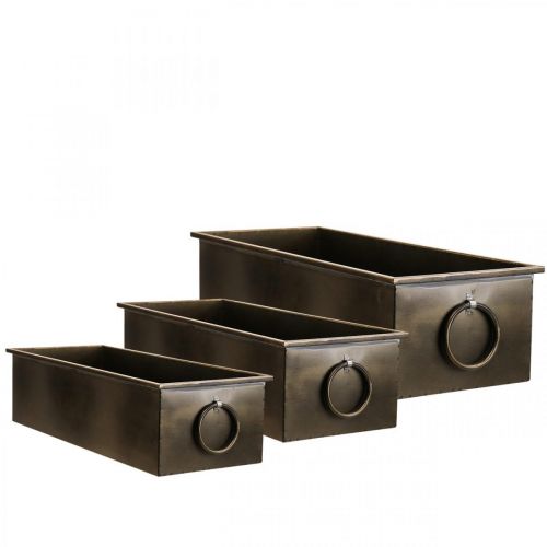 Floristik24 Flower Box Metal Planter Brass 59/53/47cm Set of 3