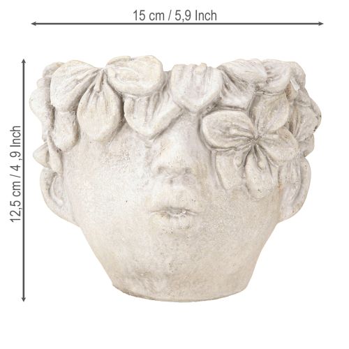 Product Plant head flowerpot concrete look girl's head H13.5cm