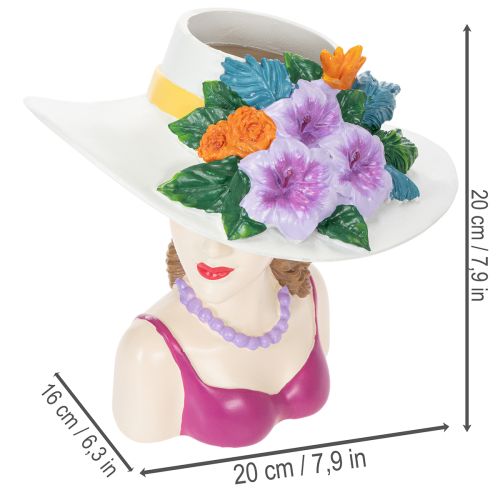 Product Flower vase woman in hat with flowers plant pot decoration for indoor and outdoor use 20cm