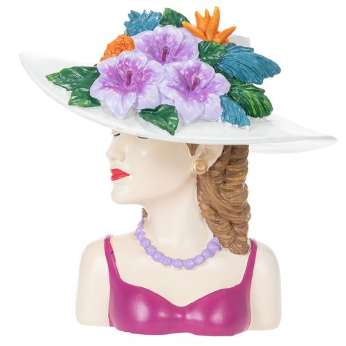 Product Flower vase woman in hat with flowers plant pot decoration for indoor and outdoor use 20cm