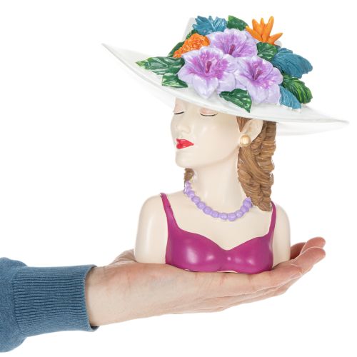 Product Flower vase woman in hat with flowers plant pot decoration for indoor and outdoor use 20cm